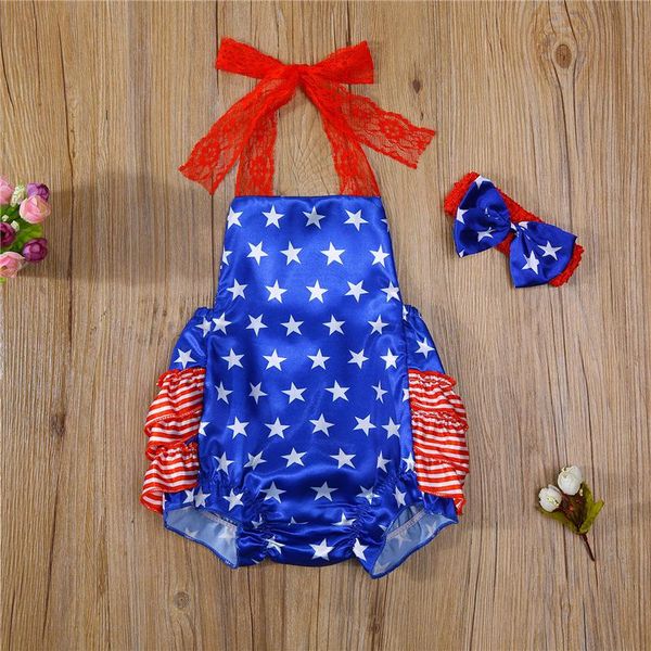 rompers 2021 2pcs baby girls clothes sets,summer star printing lace splicing independence day sleeveless hanging neck rompe+bow headwear, Blue
rompers 2021 2pcs baby girls clothes sets,summer star printing lace splicing independence day sleeveless hanging neck rompe+bow headwear, Blue