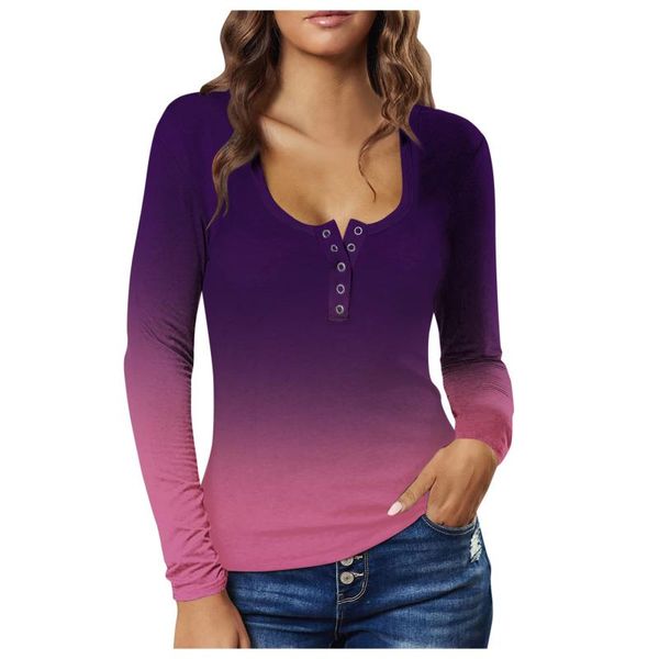 women's t-shirt fashion women gradient print with button round collar long sleeve casual shirt ladies all-match comfy daily tee #p1, White
women's t-shirt fashion women gradient print with button round collar long sleeve casual shirt ladies all-match comfy daily tee #p1, White