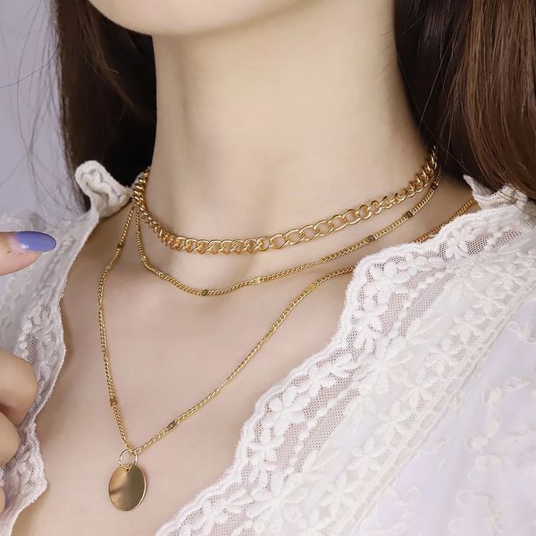 fashion multilayer clavicle chain short necklace pendant sweater chain female dot three layer hip hop punk necklace, Silver
fashion multilayer clavicle chain short necklace pendant sweater chain female dot three layer hip hop punk necklace, Silver
