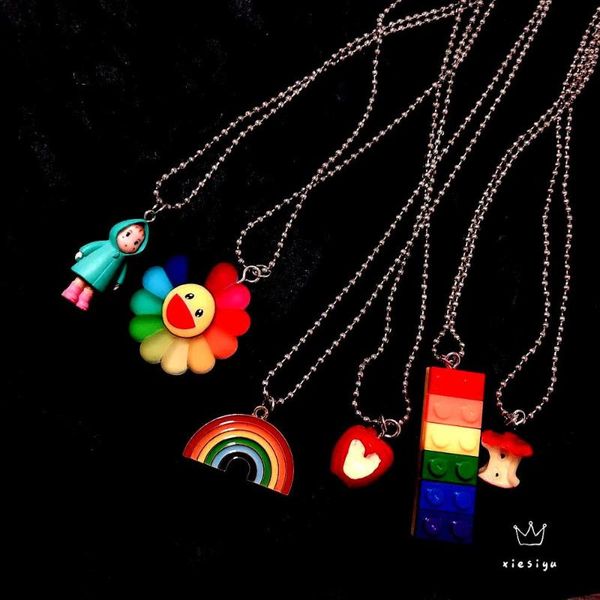 pendant necklaces harajuku rainbow titanium stainless steel chain for women girls retro earth cool color jewelry gift, Silver
pendant necklaces harajuku rainbow titanium stainless steel chain for women girls retro earth cool color jewelry gift, Silver