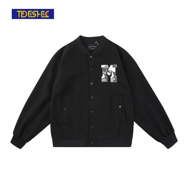 men's jackets tideshec 2021 retro black letter embroidery baseball jacket harajuku college style bomber, Black;brown
men's jackets tideshec 2021 retro black letter embroidery baseball jacket harajuku college style bomber, Black;brown