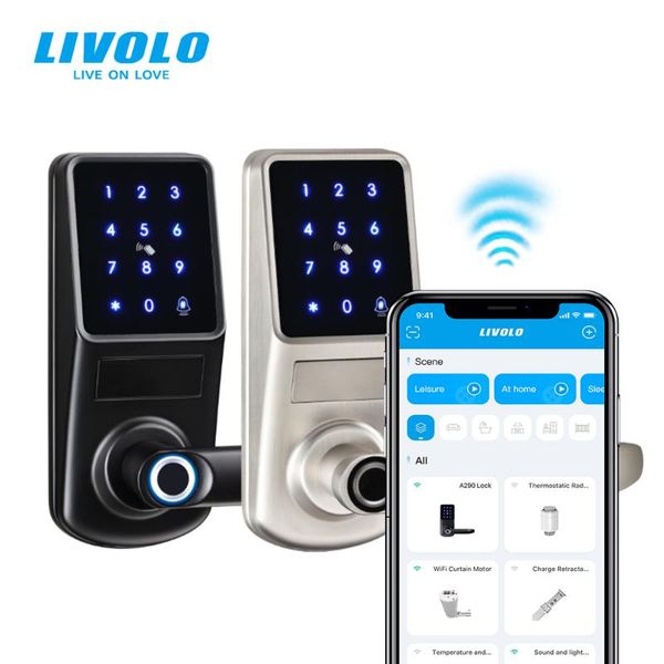 smart home control livolo a290 wifi wireless fingerprint lock, bluetooth keypad control, single tongue doorlock, strong security
smart home control livolo a290 wifi wireless fingerprint lock, bluetooth keypad control, single tongue doorlock, strong security