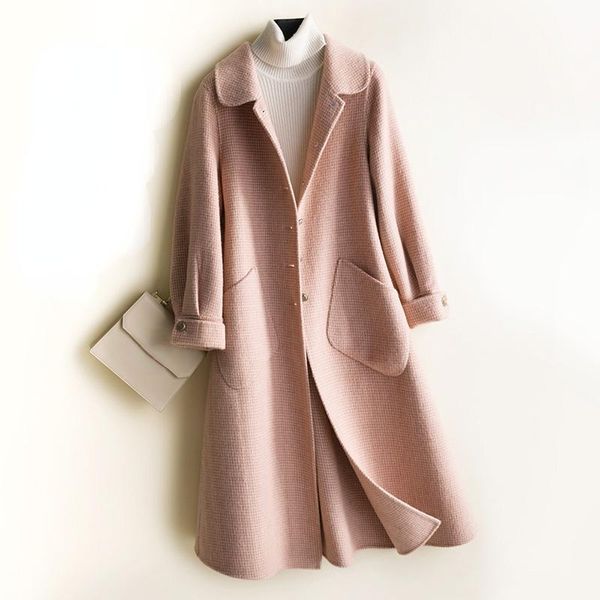 women's wool & blends 2021 autumn 100% genuine double-faced woolen coat women coats fashion spring pink jacket casaco feminino inverno, Black
women's wool & blends 2021 autumn 100% genuine double-faced woolen coat women coats fashion spring pink jacket casaco feminino inverno, Black