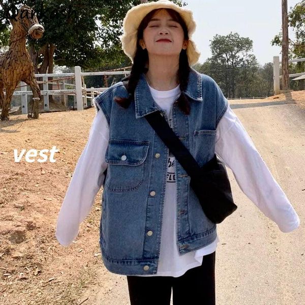 women's vests women denim all-match stylish summer arrival female couple single breasted harajuku vintage student high street ropa, Black;white
women's vests women denim all-match stylish summer arrival female couple single breasted harajuku vintage student high street ropa, Black;white