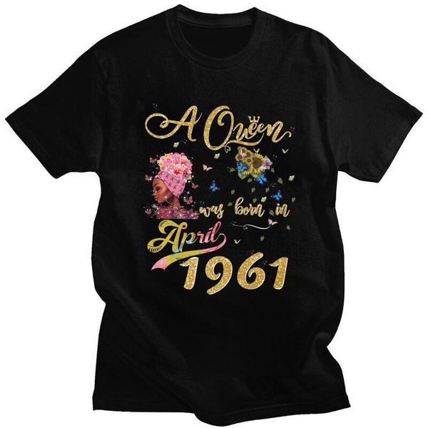 men's t-shirts april 1961 60 years old t shirts for men cotton tees a queen was in 60th birthday gift tshirts short-sleeve t-shirt, White;black
men's t-shirts april 1961 60 years old t shirts for men cotton tees a queen was in 60th birthday gift tshirts short-sleeve t-shirt, White;black