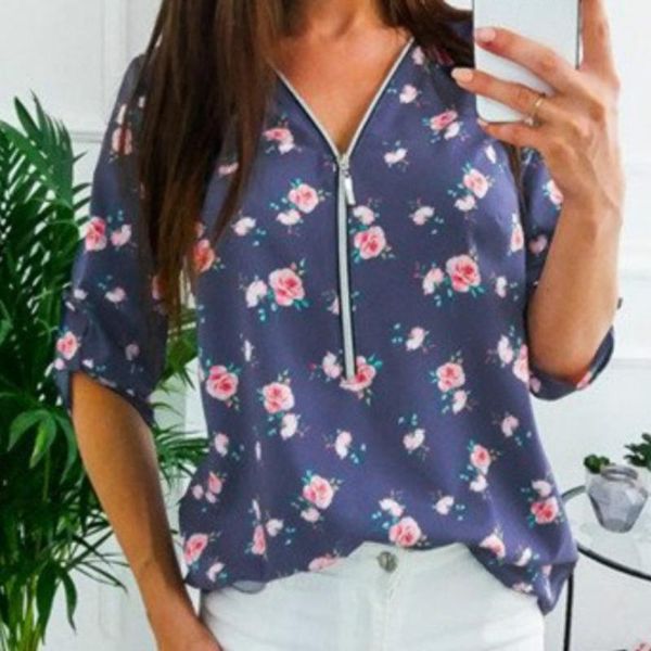women's blouses & shirts summer floral women 2021 fashion zipper v-neck long sleeve printed slim casual mujer blusas plus size 5xl, White
women's blouses & shirts summer floral women 2021 fashion zipper v-neck long sleeve printed slim casual mujer blusas plus size 5xl, White