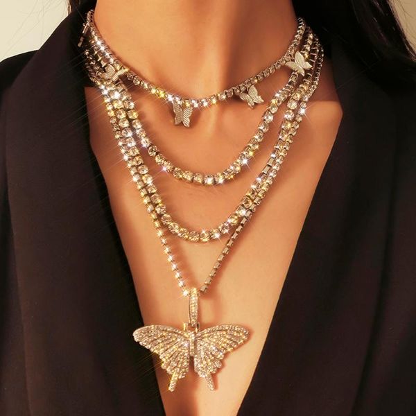 pendant necklaces multilayer fashion luxury shiny crystal big butterfly necklace women rhinestone chain girls party jewelry, Silver
pendant necklaces multilayer fashion luxury shiny crystal big butterfly necklace women rhinestone chain girls party jewelry, Silver
