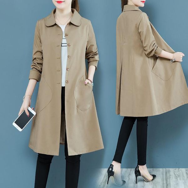 women's trench coats blouse jacket 2021 spring autumn long-sleeved casual windbreaker female loose thin long coat outerwear w932, Tan;black
women's trench coats blouse jacket 2021 spring autumn long-sleeved casual windbreaker female loose thin long coat outerwear w932, Tan;black