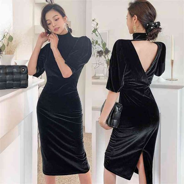 fall winter stain dress korea ladies long sleeve backless black party dresses for women clothing 210602, Black;gray
fall winter stain dress korea ladies long sleeve backless black party dresses for women clothing 210602, Black;gray