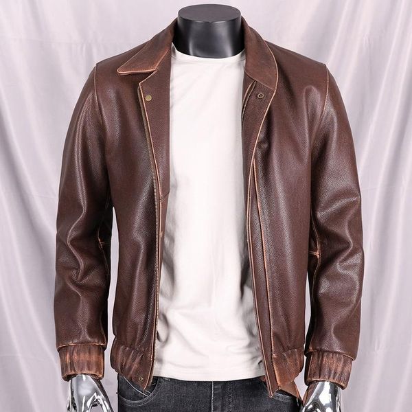 men's leather & faux layer pure cowhide jacket short casual real coat fashion personalized, Black
men's leather & faux layer pure cowhide jacket short casual real coat fashion personalized, Black