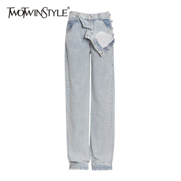 twotwinstyle casual denim pants for women high waist pocket streetwear loose wide leg jeans female fall fashion 210922, Blue
twotwinstyle casual denim pants for women high waist pocket streetwear loose wide leg jeans female fall fashion 210922, Blue
