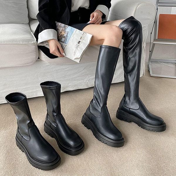 boots women soft mid calf boot pu ladies ankle leather platform slip on female shoe fashion non footwear, Black
boots women soft mid calf boot pu ladies ankle leather platform slip on female shoe fashion non footwear, Black