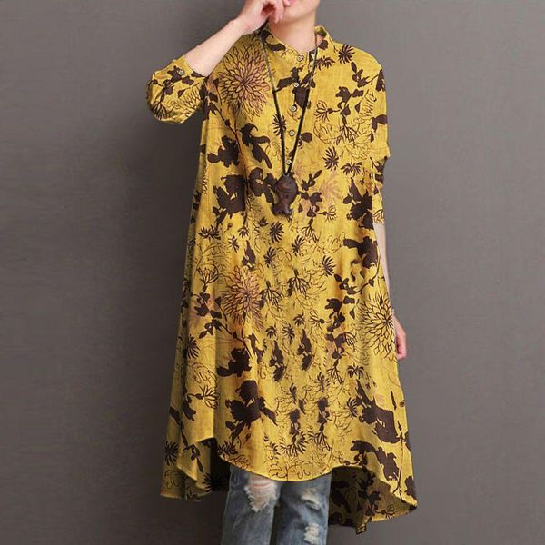 women's blouses & shirts autumn long shirt 2021 zanzea women vintage floral printed blouse bohemian sleeve loose blusas oversized tunic, White
women's blouses & shirts autumn long shirt 2021 zanzea women vintage floral printed blouse bohemian sleeve loose blusas oversized tunic, White