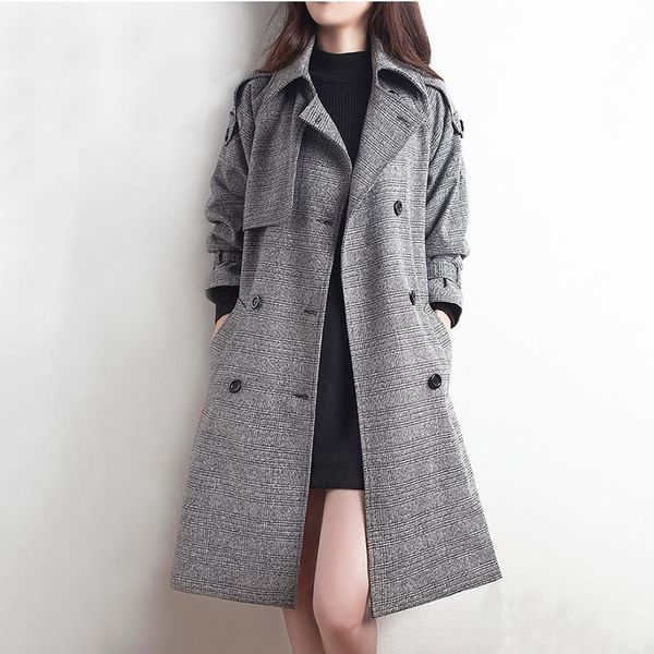 women's trench coats 2021 korean plaid coat women clothes mid-length autumn british style with belt retro houndstooth windbreaker, Tan;black
women's trench coats 2021 korean plaid coat women clothes mid-length autumn british style with belt retro houndstooth windbreaker, Tan;black