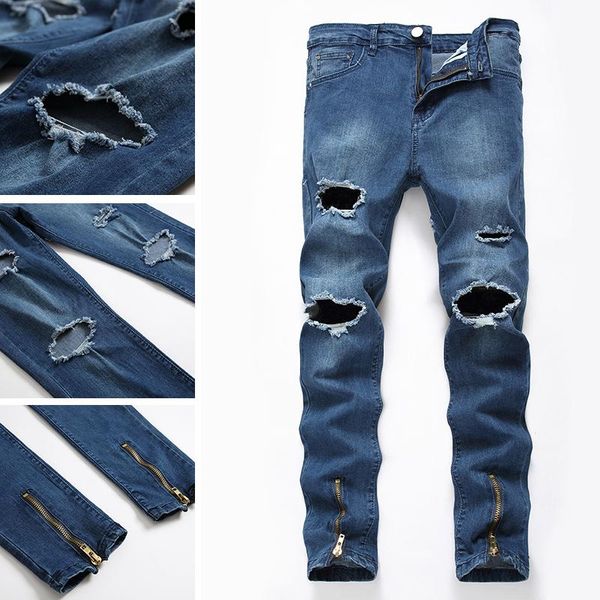 men's jeans korean style trend spring and autumn youth slim straight trendy brand pants, Blue
men's jeans korean style trend spring and autumn youth slim straight trendy brand pants, Blue