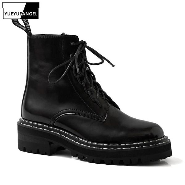 british high-lace up ankle boots women luxury 100% real leather vintage platform black motorcycle zapatos de mujer
british high-lace up ankle boots women luxury 100% real leather vintage platform black motorcycle zapatos de mujer