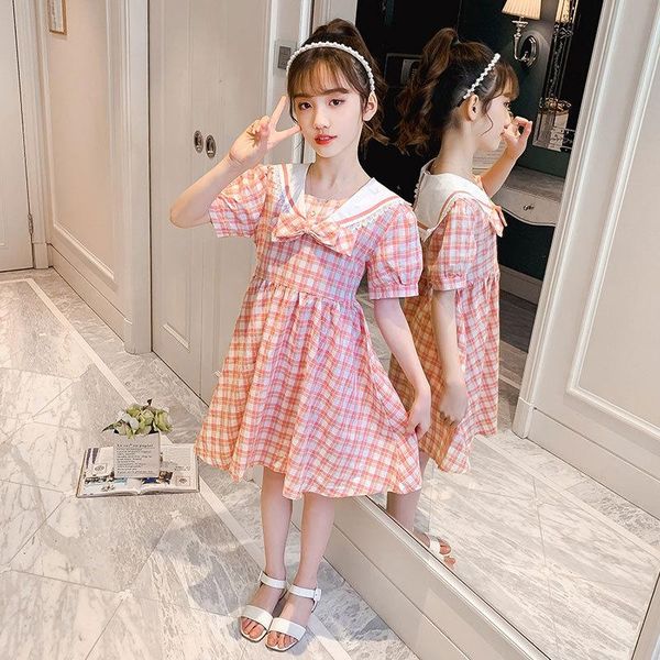 girl's dresses children preppy style teenage girl short sleeve bowknot plaid dress princess cotton blend birthday casual summer, Red;yellow
girl's dresses children preppy style teenage girl short sleeve bowknot plaid dress princess cotton blend birthday casual summer, Red;yellow