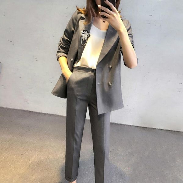 women's suits & blazers spring korean version of the casual two-piece suit ol long section small trousers nine points, White;black
women's suits & blazers spring korean version of the casual two-piece suit ol long section small trousers nine points, White;black