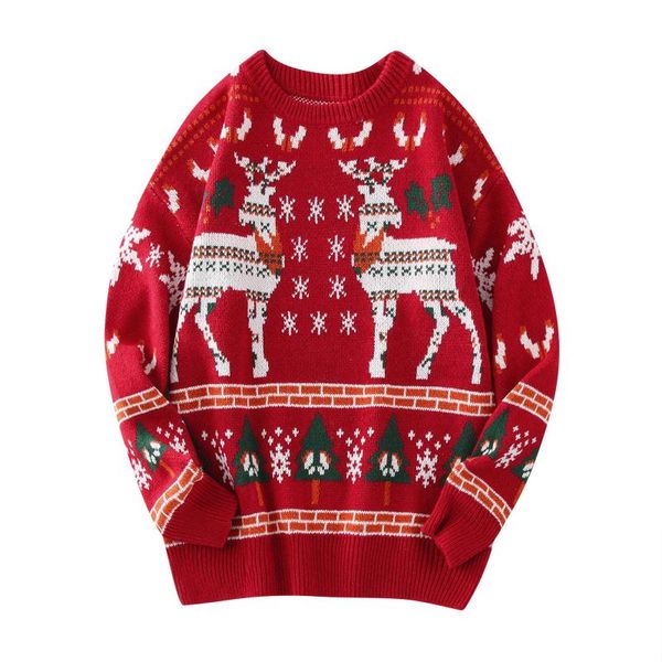 women's sweaters 2021 winter men and women pullover christmas sweater round neck snow deer, White;black
women's sweaters 2021 winter men and women pullover christmas sweater round neck snow deer, White;black