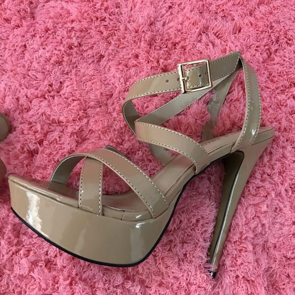 dress shoes camel patent high heel party women sandals summer open toe buckle ankle strap stiletto platform 14cm heels shoe, Black
dress shoes camel patent high heel party women sandals summer open toe buckle ankle strap stiletto platform 14cm heels shoe, Black