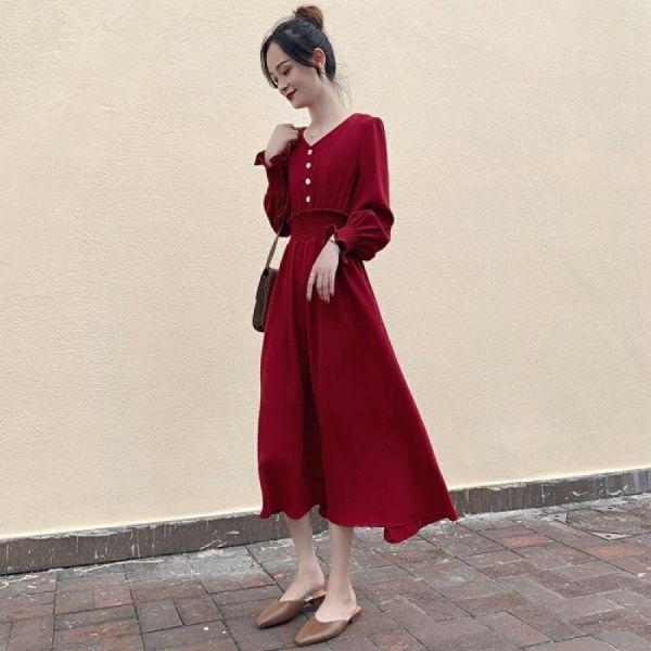 casual dresses red dress woman 2021 french long-sleeved v-neck temperament show thin waist of the, Black;gray
casual dresses red dress woman 2021 french long-sleeved v-neck temperament show thin waist of the, Black;gray