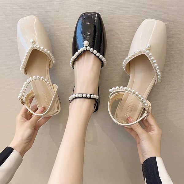 shallow mouth pearl sandals shoes closed toe summer heels 2021 women's buckle strap suit female beige girls spring square co, Black
shallow mouth pearl sandals shoes closed toe summer heels 2021 women's buckle strap suit female beige girls spring square co, Black