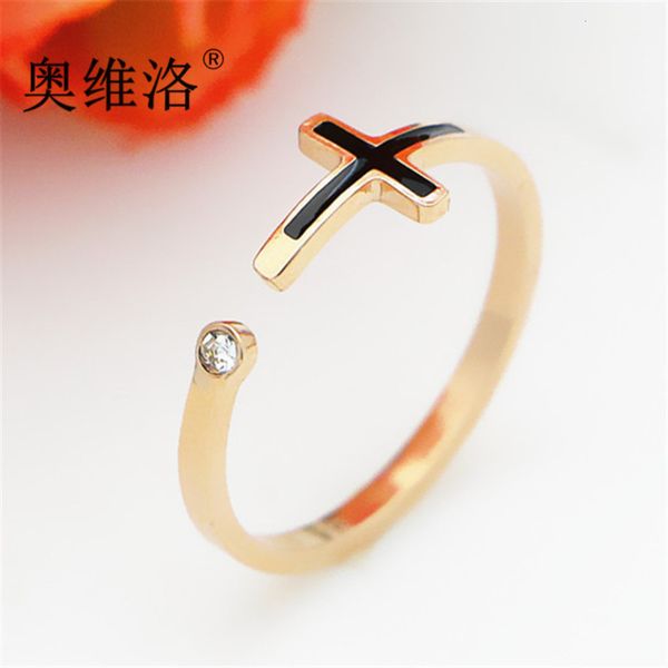 ovello rose gold net red small tail japanese and korean titanium steel girls' single ring fashion open cross, Black
ovello rose gold net red small tail japanese and korean titanium steel girls' single ring fashion open cross, Black