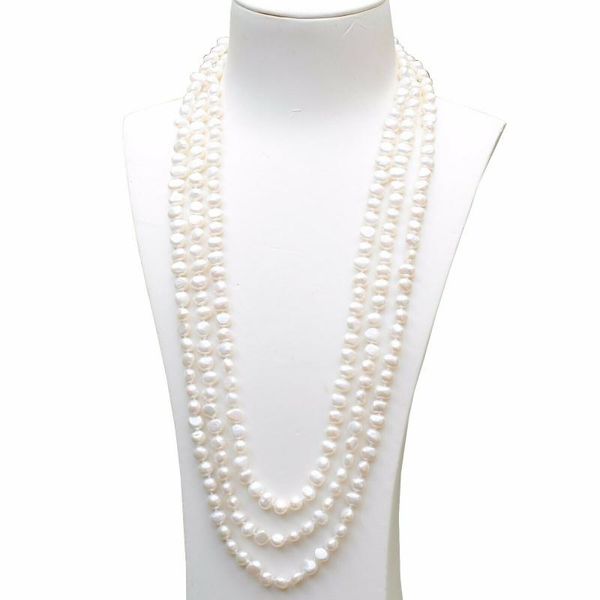 chains handmade long 200cm natural 7-8mm white baroque freshwater pearl necklace sweater chain, Silver
chains handmade long 200cm natural 7-8mm white baroque freshwater pearl necklace sweater chain, Silver