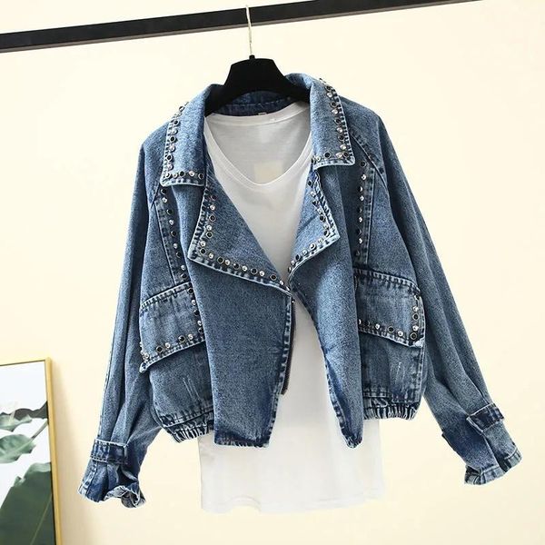 women's jackets 2021 spring autumn denim for women pearl beading casual jeans jacket long sleeve loose coat vintage overcoat, Black;brown
women's jackets 2021 spring autumn denim for women pearl beading casual jeans jacket long sleeve loose coat vintage overcoat, Black;brown