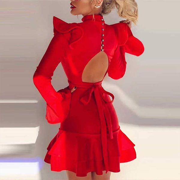 casual dresses 2021 summer hollow button evening party dress fashion women's red ruffled long-sleeved mini tie, Black;gray
casual dresses 2021 summer hollow button evening party dress fashion women's red ruffled long-sleeved mini tie, Black;gray