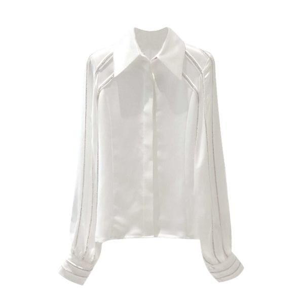 vanovich korean spring and summer women's lantern sleeves white turn-down collar satin shirt 210615
vanovich korean spring and summer women's lantern sleeves white turn-down collar satin shirt 210615