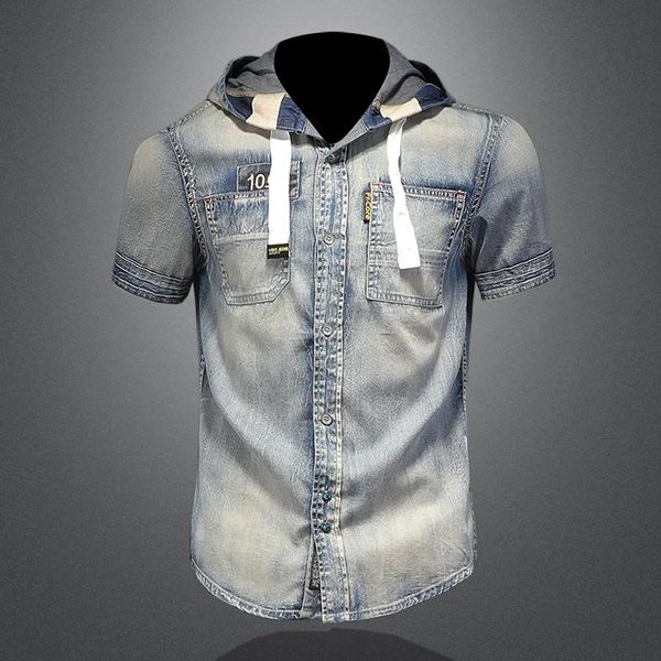 summer arrival casual hooded shirt men's printed denim short sleeves men shirts streetwear, White;black
summer arrival casual hooded shirt men's printed denim short sleeves men shirts streetwear, White;black