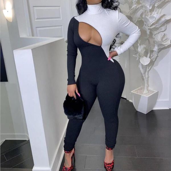 women's jumpsuits & rompers turtleneck skinny zip ribbed jumpsuit women contrast color bodycon party night club stretchy overalls, Black;white
women's jumpsuits & rompers turtleneck skinny zip ribbed jumpsuit women contrast color bodycon party night club stretchy overalls, Black;white
