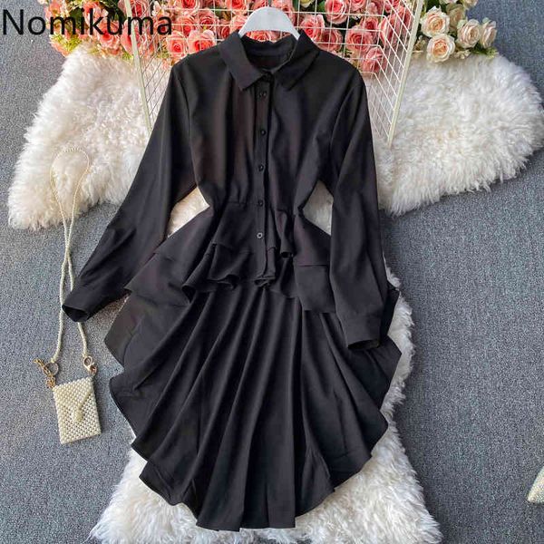 nomikuma irregular ruffle women blouse dress long sleeve turn-down collar korean elegant vestidos spring new dresses 6g336 210427, Black;gray
nomikuma irregular ruffle women blouse dress long sleeve turn-down collar korean elegant vestidos spring new dresses 6g336 210427, Black;gray