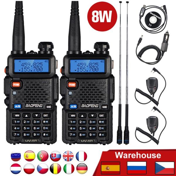 2pcs baofeng uv5r walkie talkie two way cb radio 8w 10km uv-5r dual band high power ham fm transceiver for 15km hunting
2pcs baofeng uv5r walkie talkie two way cb radio 8w 10km uv-5r dual band high power ham fm transceiver for 15km hunting