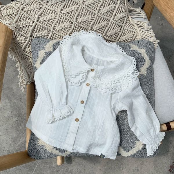 2021 spring baby girls white blouses lace collar ruffles sleeve korean style toddlers kids princess shirts cotton, White;black
2021 spring baby girls white blouses lace collar ruffles sleeve korean style toddlers kids princess shirts cotton, White;black