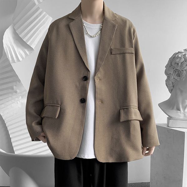 menswear vintage khaki plaid blazer autumn winter 2021 new loose notched single breasted long sleeve suit jacket big size, White;black
menswear vintage khaki plaid blazer autumn winter 2021 new loose notched single breasted long sleeve suit jacket big size, White;black