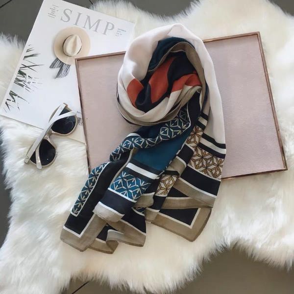 ouoi spring and autumn cotton geometric silk scarf women's multi-function scarf to keep warm in winter with gauze shawl, Blue;gray
ouoi spring and autumn cotton geometric silk scarf women's multi-function scarf to keep warm in winter with gauze shawl, Blue;gray