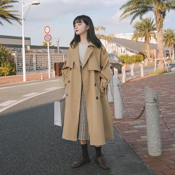 women's trench coats korean style windbreaker coat female loose belted double breasted long overcoat oversize khaki spring fall cloak, Tan;black
women's trench coats korean style windbreaker coat female loose belted double breasted long overcoat oversize khaki spring fall cloak, Tan;black