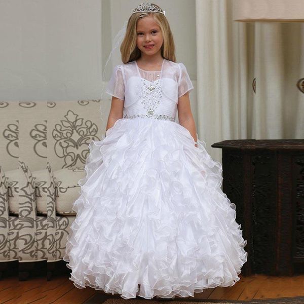 white ball gown princess flower girls dresses puffy bottom organza sleeveless holy communion gowns with jacket girl's, Red;yellow
white ball gown princess flower girls dresses puffy bottom organza sleeveless holy communion gowns with jacket girl's, Red;yellow