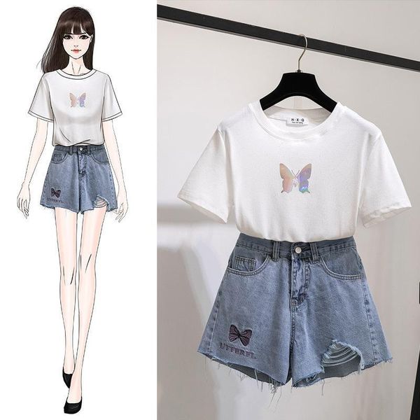 women's shorts ichoix butterfly print 2 piece of shorts suit girl jeans + t-shirt casual female summer clothes 2 outfit iw87, White;black
women's shorts ichoix butterfly print 2 piece of shorts suit girl jeans + t-shirt casual female summer clothes 2 outfit iw87, White;black