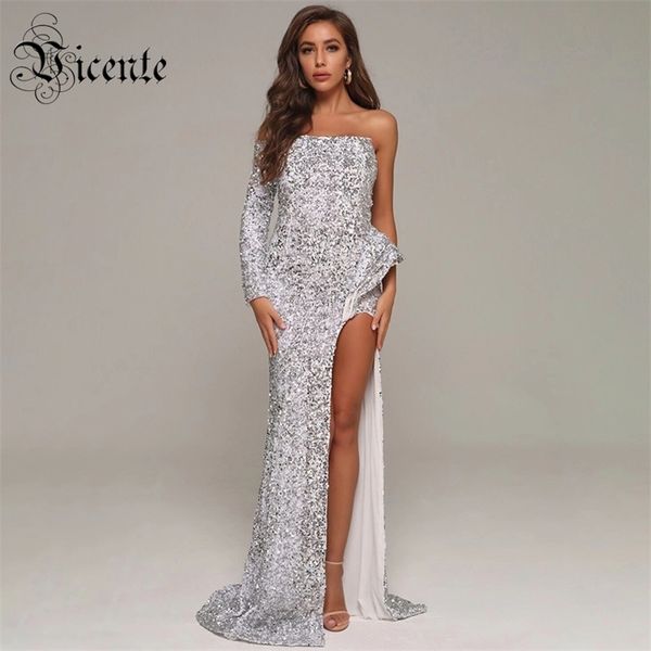 chic silver sequins ruffles one shoulder long sleeves celebrity party club maxi dress 210520, Black;gray
chic silver sequins ruffles one shoulder long sleeves celebrity party club maxi dress 210520, Black;gray