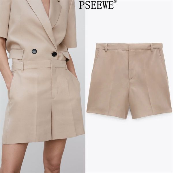 women's shorts beige bermuda high waist short women elastic waistband zip fly office casual black woman 210519, White;black
women's shorts beige bermuda high waist short women elastic waistband zip fly office casual black woman 210519, White;black