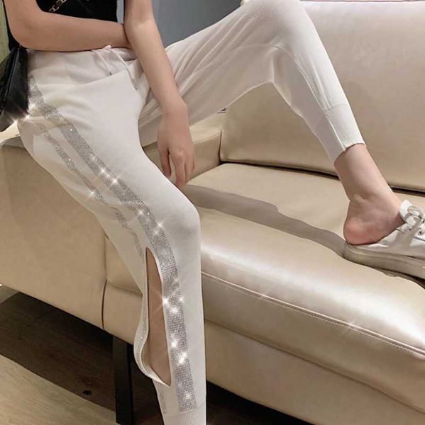 women's pants & capris 2021 spring and summer diamond knitted high-waisted casual women harem, Black;white
women's pants & capris 2021 spring and summer diamond knitted high-waisted casual women harem, Black;white