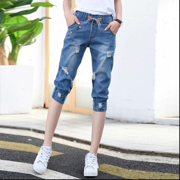 summer ripped capris loose calf womens jeans length denim shorts casual high waist harem pants, Blue
summer ripped capris loose calf womens jeans length denim shorts casual high waist harem pants, Blue
