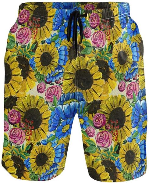 vintage sunflower yellow blue pink men's swim trunks quick dry shorts with pockets, White;black
vintage sunflower yellow blue pink men's swim trunks quick dry shorts with pockets, White;black