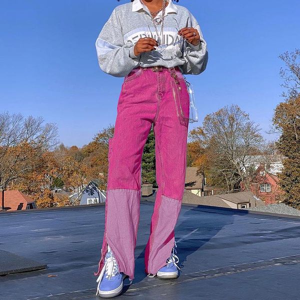 split women jeans 2021 autumn bottom high waist patchwork pants loose long trousers straight denim bj3166 women's, Blue
split women jeans 2021 autumn bottom high waist patchwork pants loose long trousers straight denim bj3166 women's, Blue