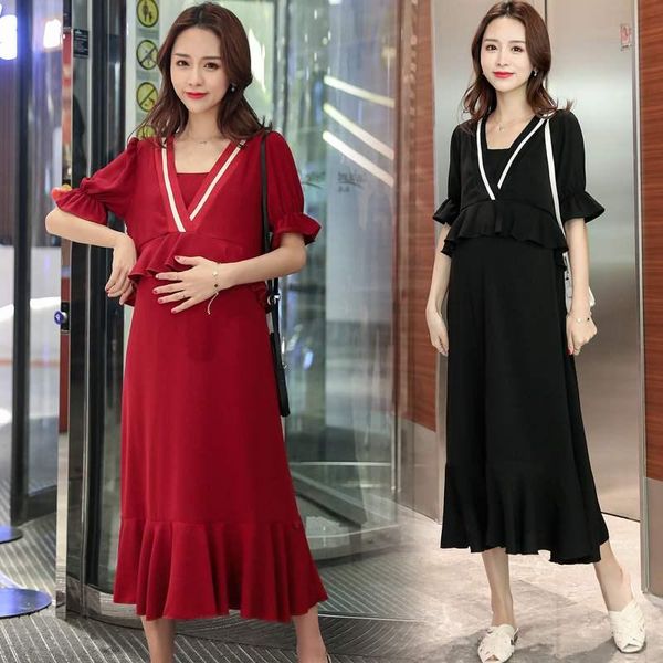 3507# maternity dress summer short sleeves false two pieces v neck plus size stylish pregnant women mom dresses, White
3507# maternity dress summer short sleeves false two pieces v neck plus size stylish pregnant women mom dresses, White