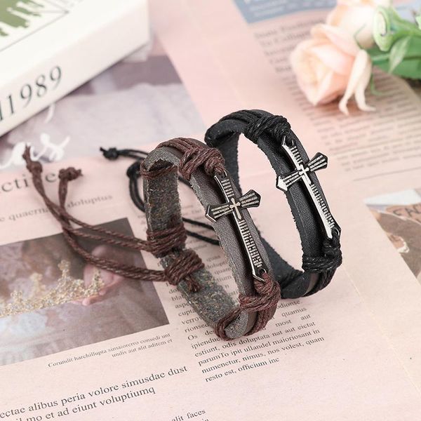 charm bracelets fashion men jewelry vintage leather & bangles metal cross jesus bracelet adjustable wax cord brown black, Golden;silver
charm bracelets fashion men jewelry vintage leather & bangles metal cross jesus bracelet adjustable wax cord brown black, Golden;silver