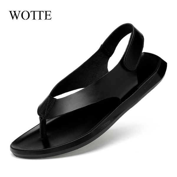 wotte summer men leather sandals new design fashion casual black slip on sandals man men's flat rubber leather flip flops 210323
wotte summer men leather sandals new design fashion casual black slip on sandals man men's flat rubber leather flip flops 210323